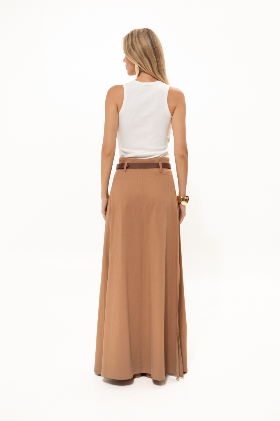 スカート AVANDRESS Rien Long Skirt KHAKI ZD41SK05KHA Khaki | Curve Tiered Shirred Maxi Skirt | Blue Vanilla